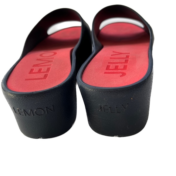 Lemon Jelly Platform Slides Sandals Blue Red Soles Wedges Slip On Size 39 US 9 - Picture 7 of 12